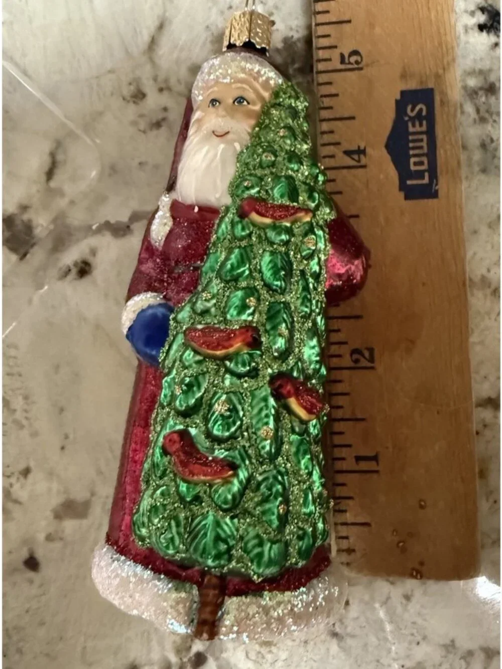 HandPainted Old World Christmas SANTA German Mercury Glass Glittering Tree Decor
